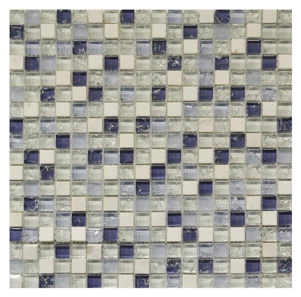Carrara/Blue/White Crackle 5/8 Mosaic 12x12 - EACH