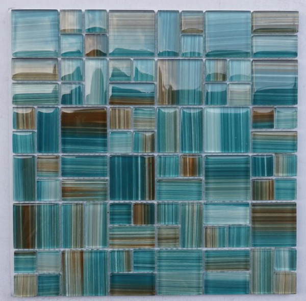 Pure Aqua Puzzle Glass Mosaic - EACH