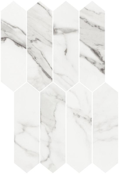 Alps Bianco Matte Picket Mosaic 11.25x17.75 - EACH