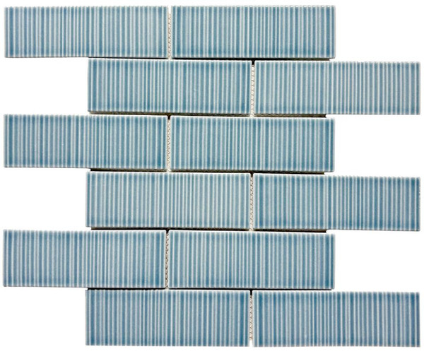 Coastal Hues Blue 2x6 Glass Mosaic 12x12 - EACH