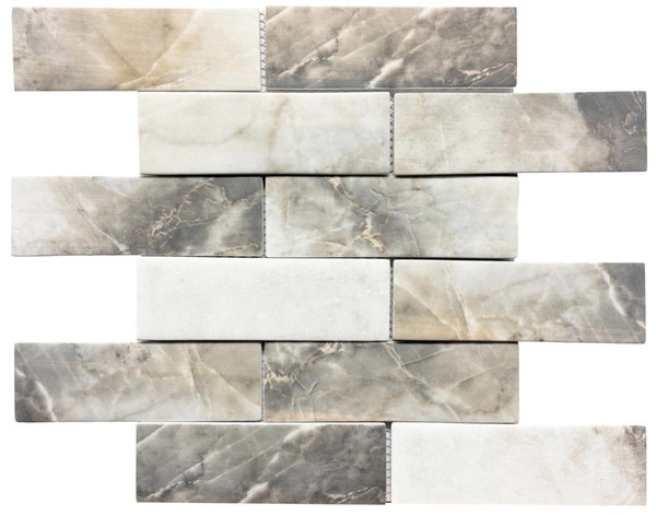 Calacatta Gold 2x6 Glass Mosaic 12x12 - EACH