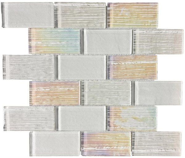 Unicorn Sparkle 2x4 Iridescent Glass Mosaic 12x12 - EACH