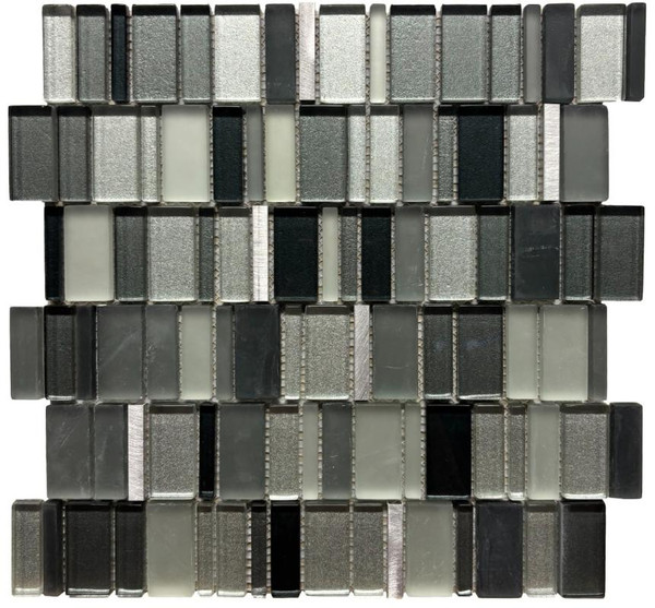 Meteor Nickel Random Glass & Metal Mosaic 12x12 - EACH