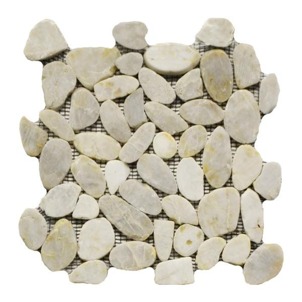 Flat Pebble Stone Polished Mosaic Ivory - EACH