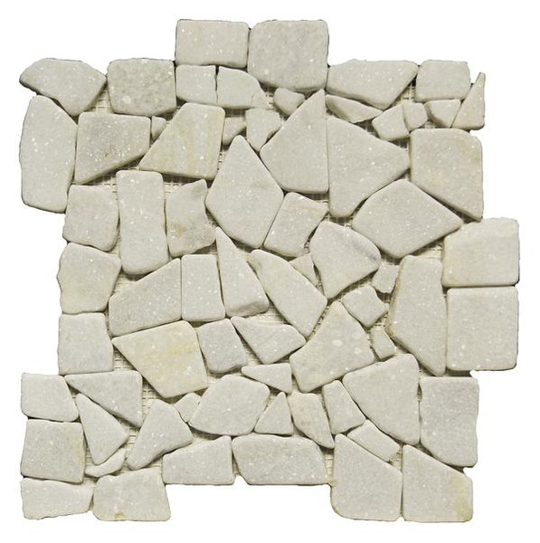 Marmol Snow White Tumbled Mosaic - EACH