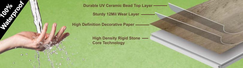 The SPC available at Tile Outlets of America contains up to 70% of stone particles in the base layer, which provides considerable stability.